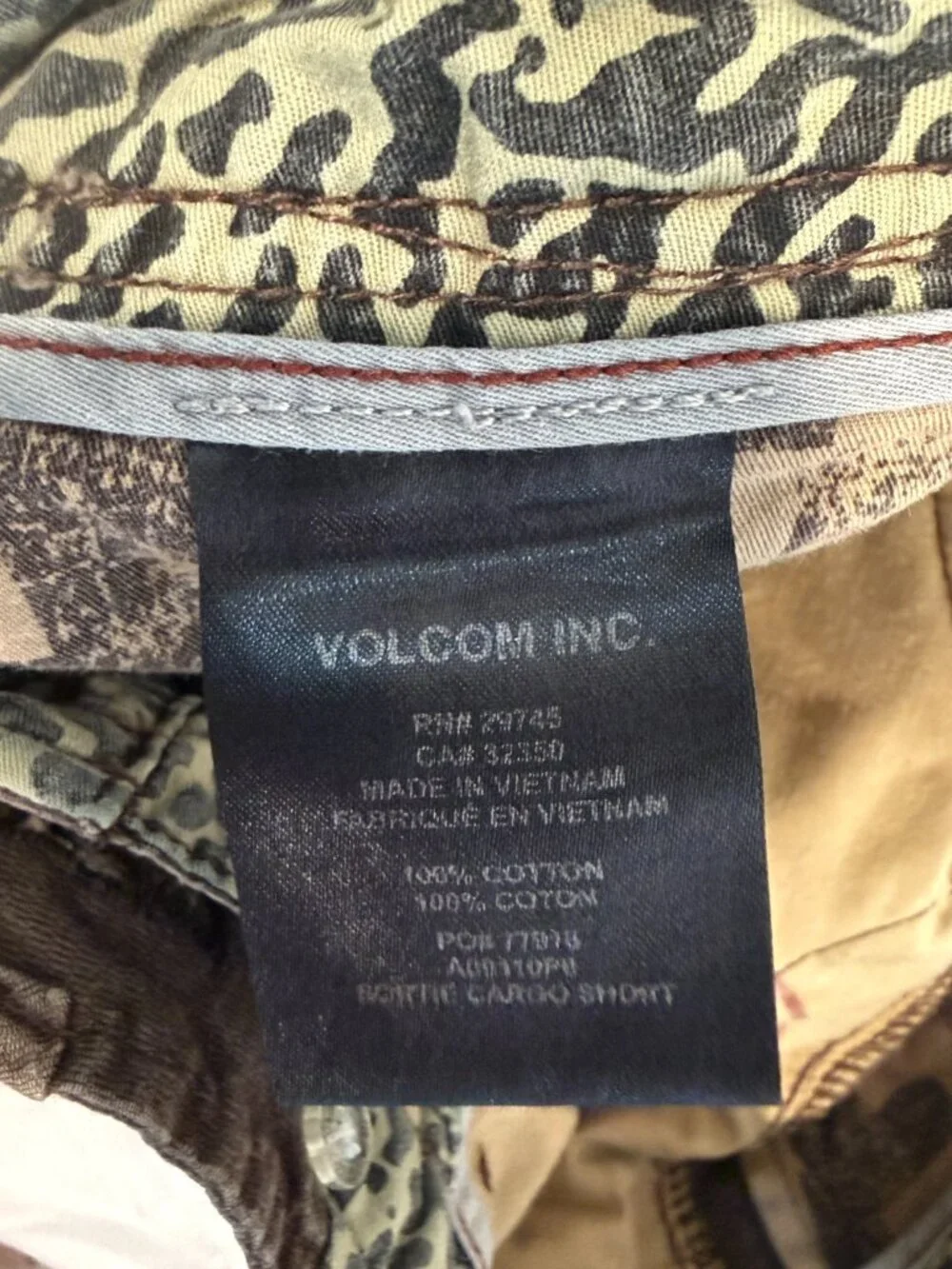 Volcom Stone Scout Y2K Retro Men’s Cargo Shorts Brown Size 34